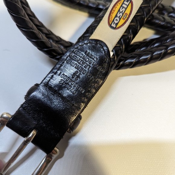 Fossil Maddox Black Braided Belt Approx. 45" - Picture 2 of 4